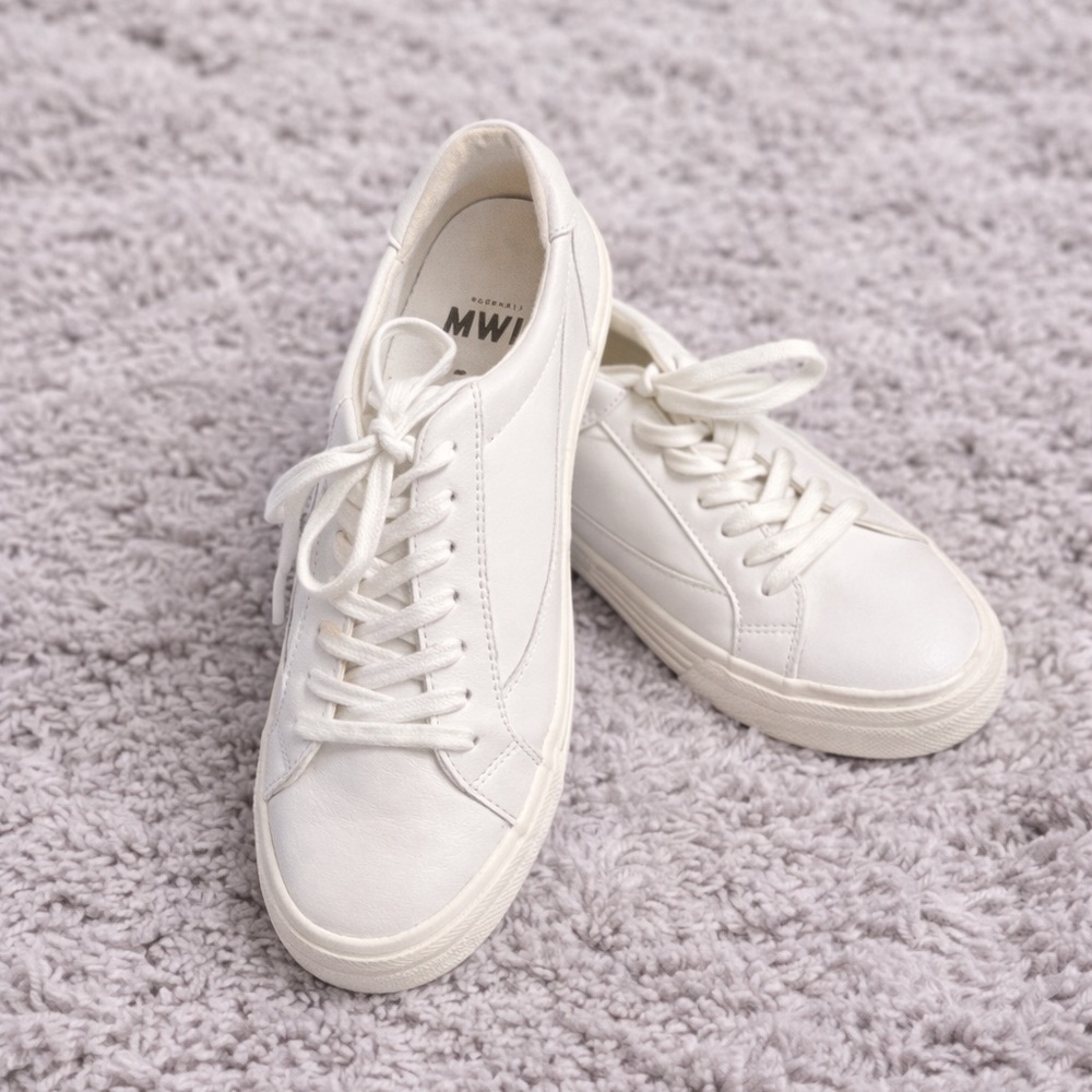 🤍 Madewell MWL White Leather Sneakers | Women’s 8.5 Casual Chic - Picture 2 of 8